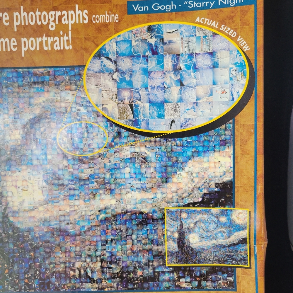 NOB Robert Silvers Photomosaics 1000 PC Puzzle - Van Gogh "Starry Night" - NIB - Picture 3 of 9